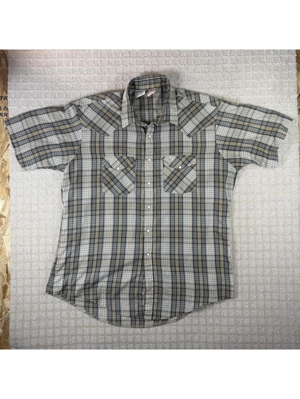 Western Frontier Pearl Snap Plaid Shirt XL Short Sleeve
